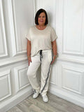 Luxe Jersey Stripe Joggers - Warm White