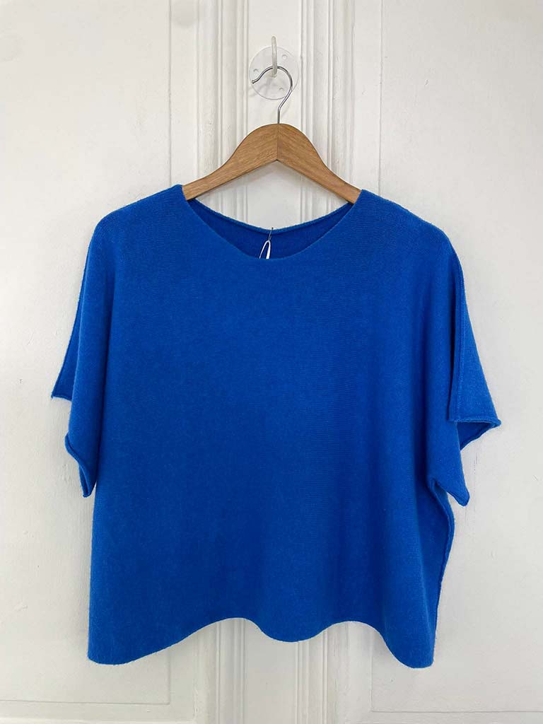 Boxy Drop Shoulder Knit - Cobalt