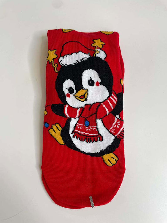 Christmas Penguin Socks - Red