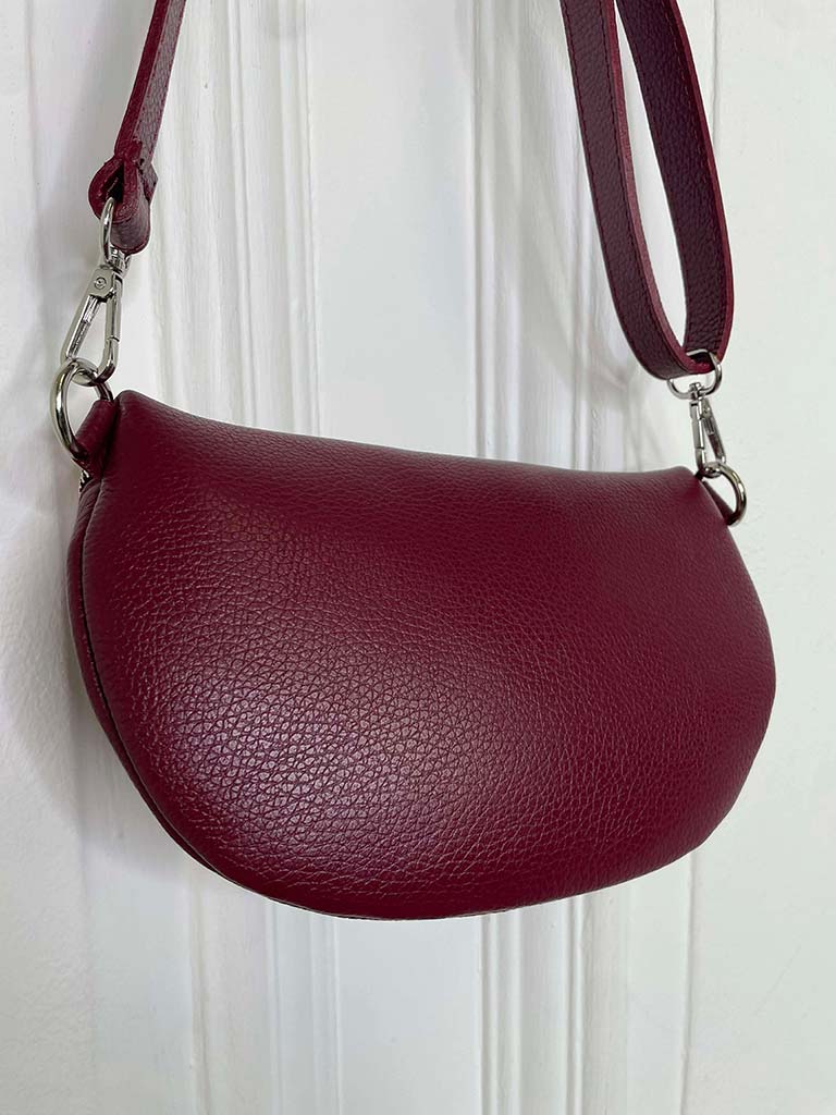 Leather Cross Body Bag - Burgundy