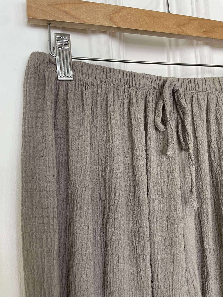 Seersucker Wide Leg Trousers - Driftwood