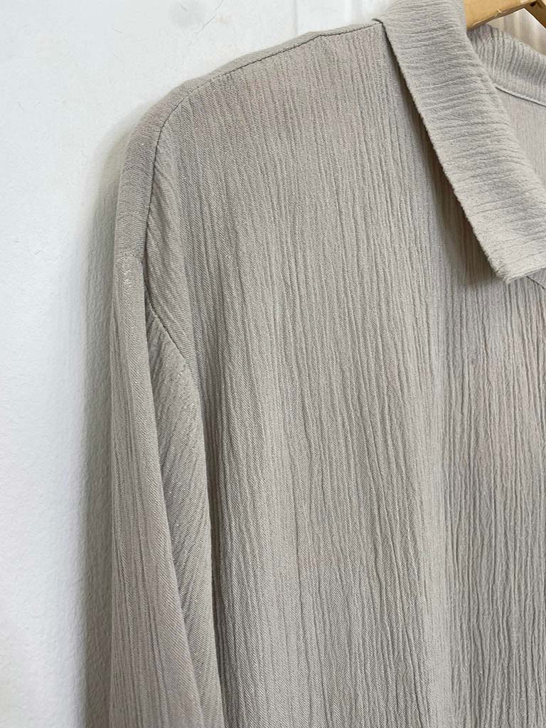 Drop Peplum Shirt Dress - Stone