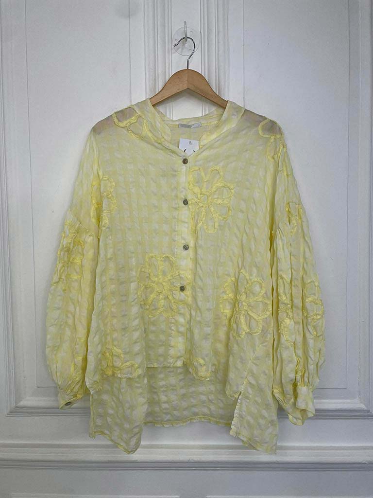 Gingham Floral Shirt - Lemon