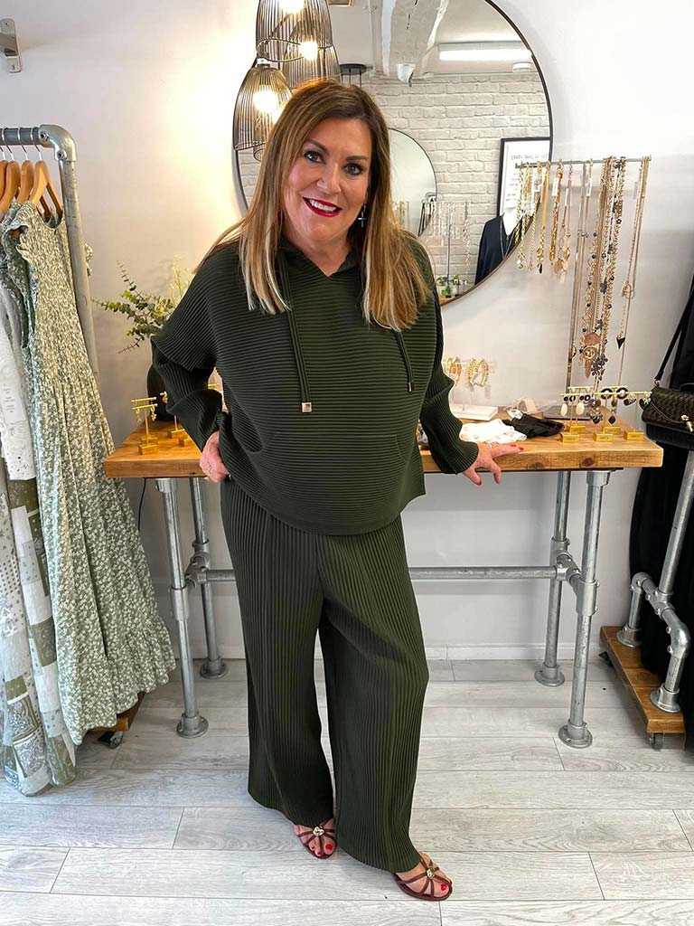 Malissa J Pleat 7/8 Palazzos - Khaki