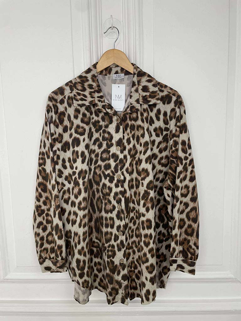 Leopard Print Micro Cord Shirt