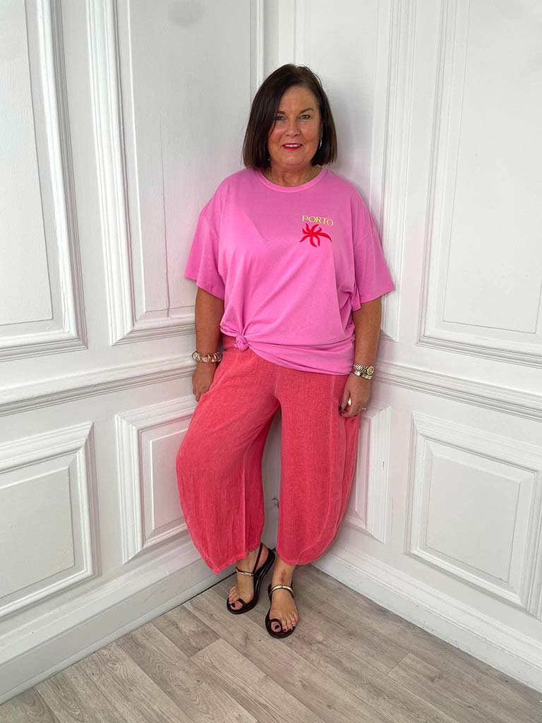 Hopsack Cocoon Trousers - Lipstick