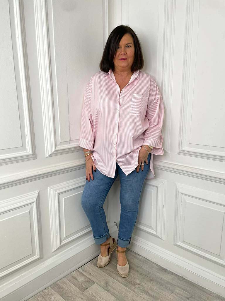 Striped Boyfriend Shirt - Sugar