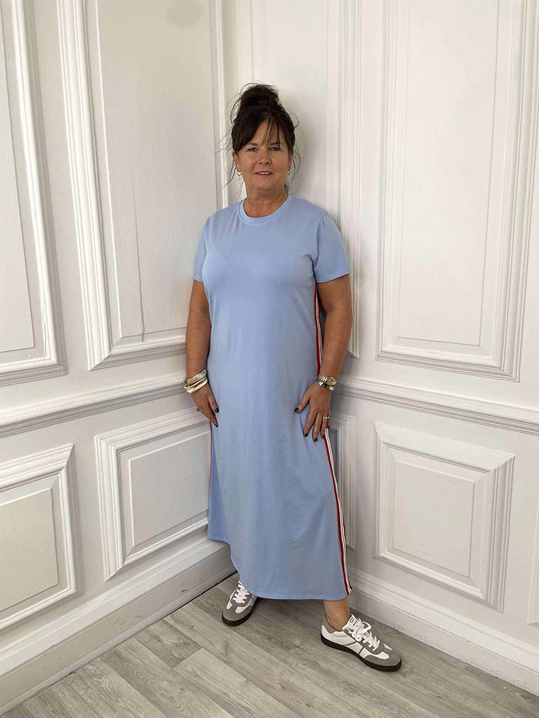 Sports Luxe T-Shirt Dress - Powder Blue