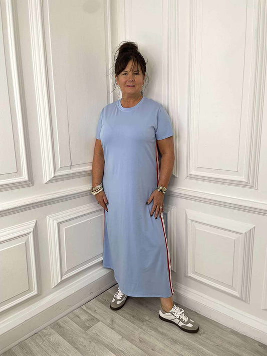 Sports Luxe T-Shirt Dress - Powder Blue