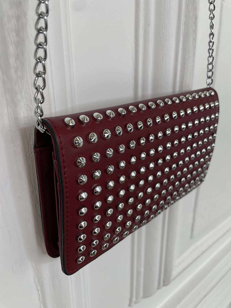 Studded Chain Bag - Burgundy