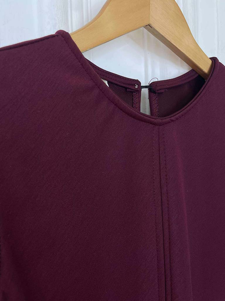 Scuba Bias Cut Dress - Burgundy