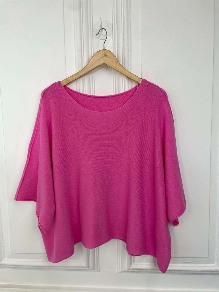 Raw Edge Boxy Knit - Hot Pink