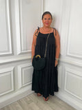 Boho Tie Maxi Dress - Black