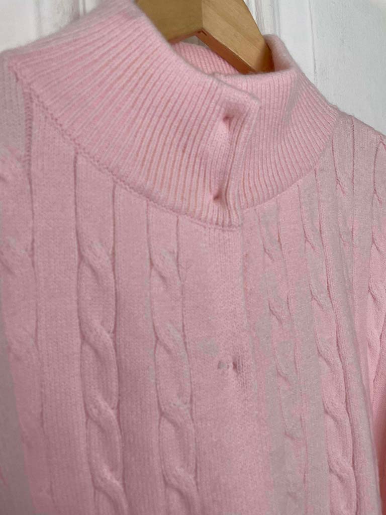 Oversized Cable Knit Cardigan - Petal