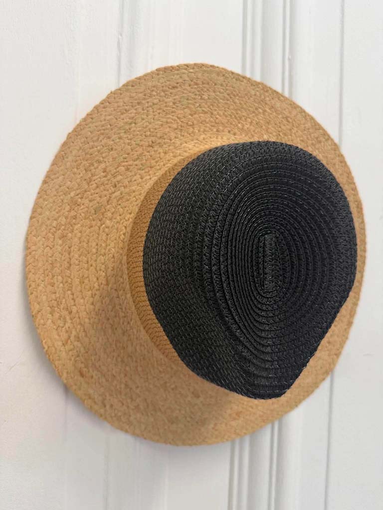 Malissa J Two-Tone Straw Hat - Black