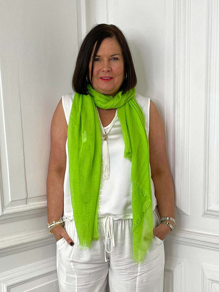 Malissa J Fine Raw Edge Scarf - Lime