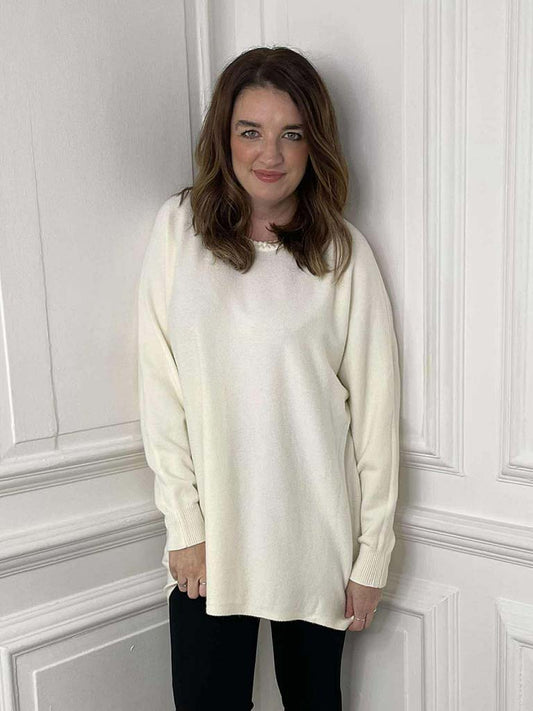 Braided Neckline Knit - Cream