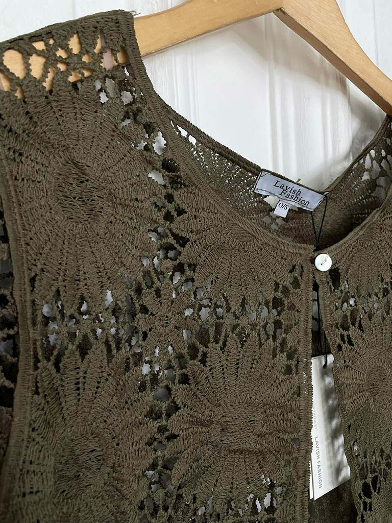 Daisy Crochet Jacket - Khaki