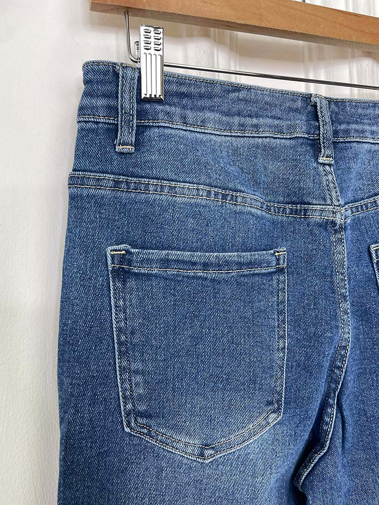 Straight Leg Jeans - Mid Blue