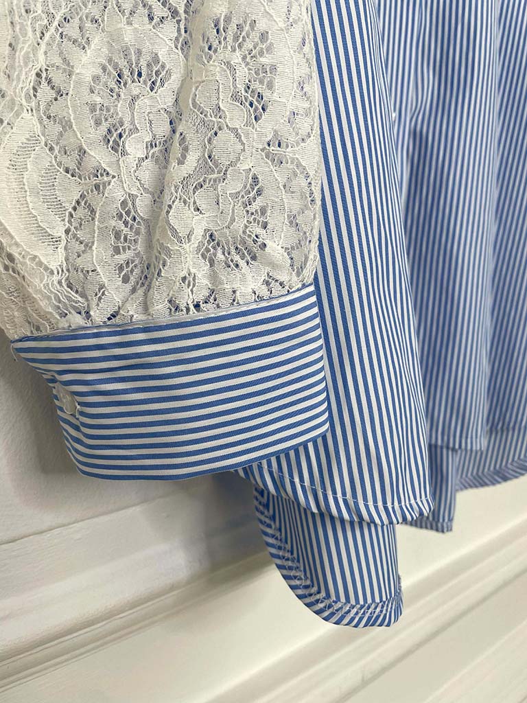 Stripe Shirt With Lace Sleeves