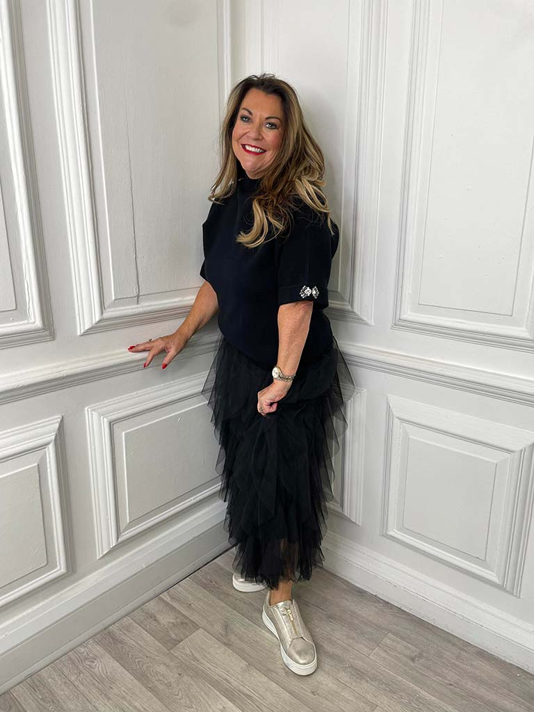 Layered Tulle Skirt - Black