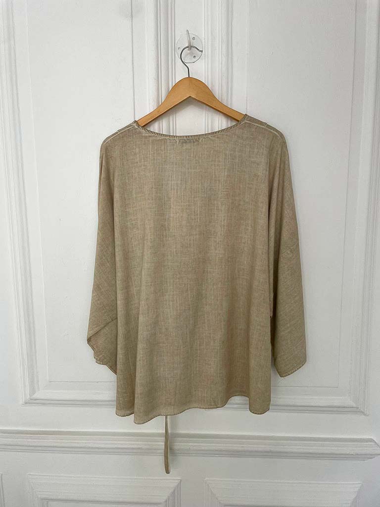 Tie Front Relaxed Top - Sand