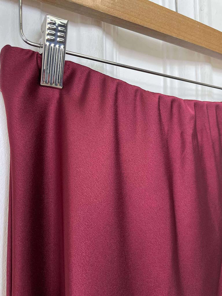 Lace Trim Maxi Skirt - Merlot