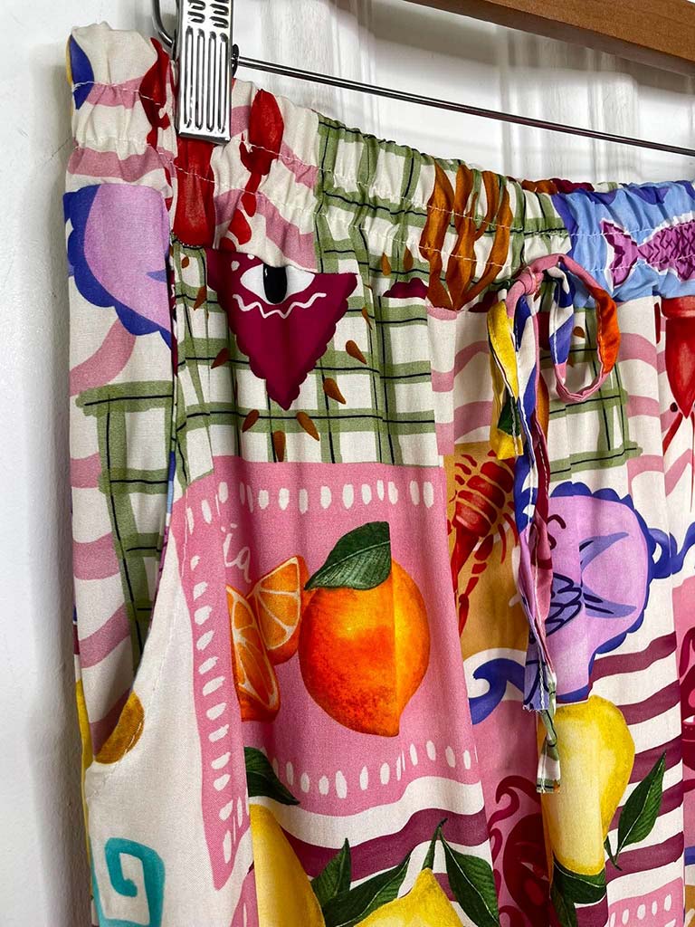 Kitsch Patterned Palazzos - Tropical Tile