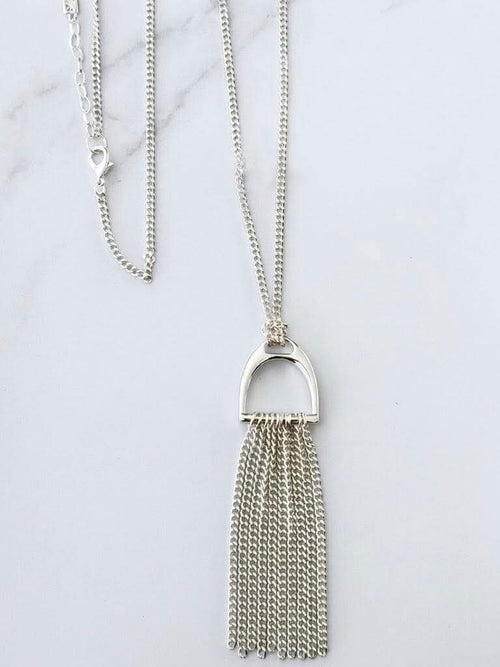 Envy D Pendent Tassel Necklace - Silver