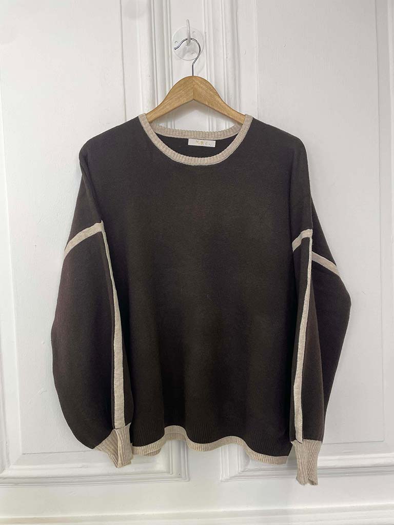 Contrast Edge Knit - Chocolate