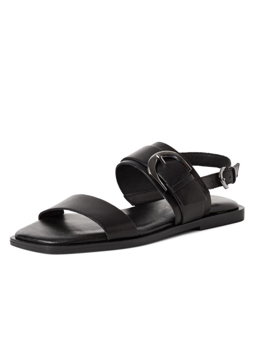 Tamaris Leather Buckle Sandals - Black