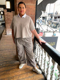 Turn Up Houndstooth Trousers - Latte
