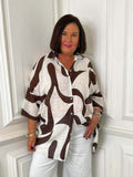 Abstract Throwover Shirt - Chocolate