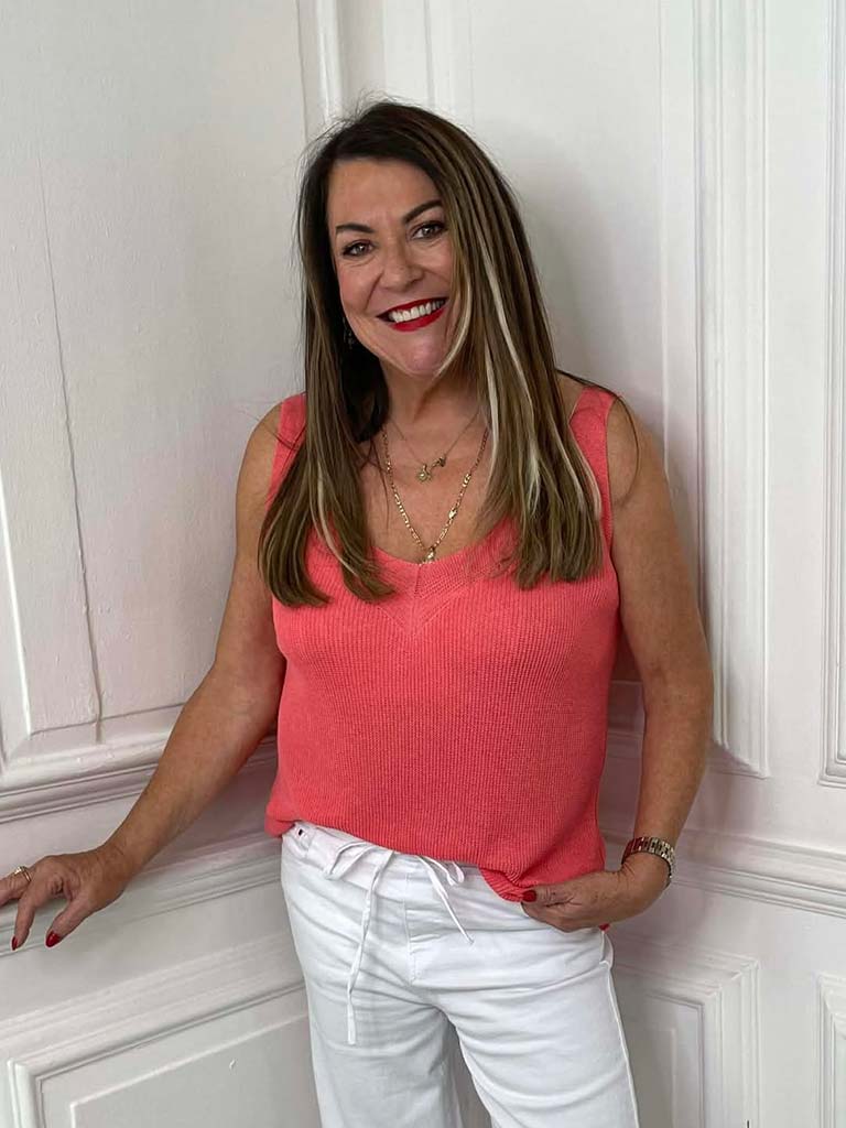 Knitted Vest Top - Coral