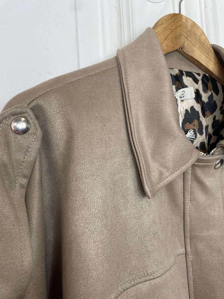 Bubble Hem Suede Feel Jacket - Latte