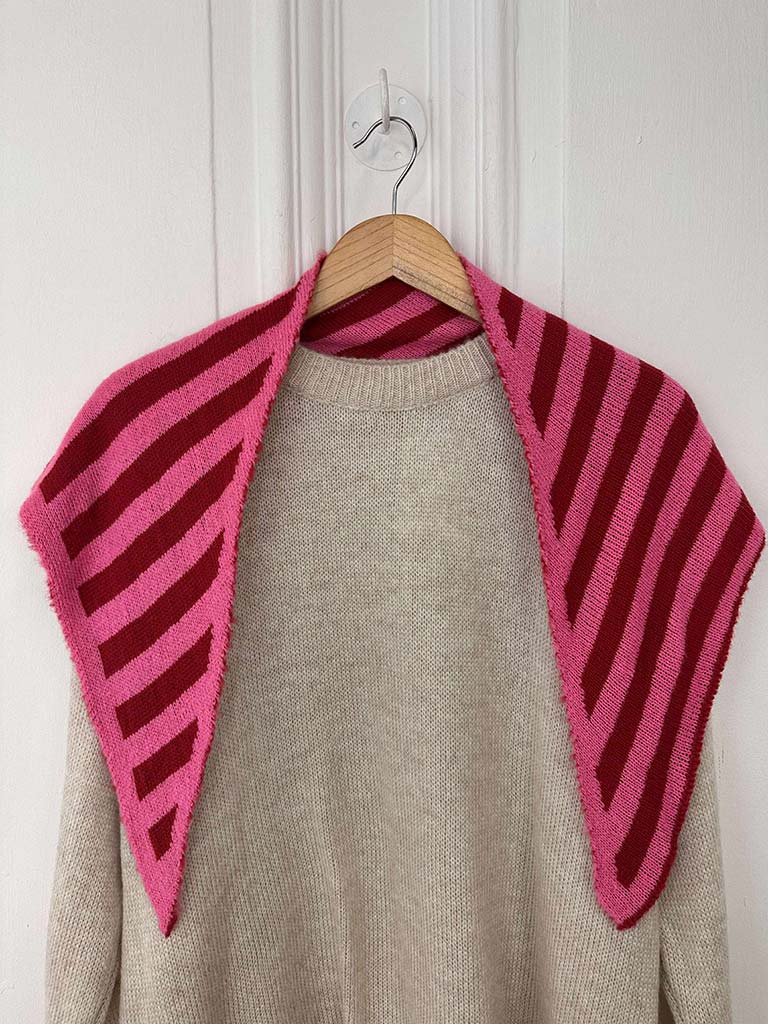 Knitted Triangle Scarf - Cherry Sugar