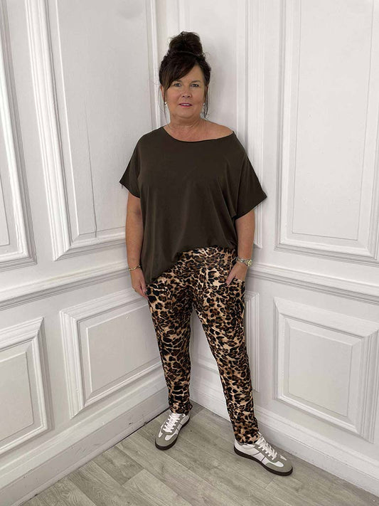 Malissa J Leopard Joggers - Natural