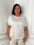 Henna Embroidered Boxy Top - White