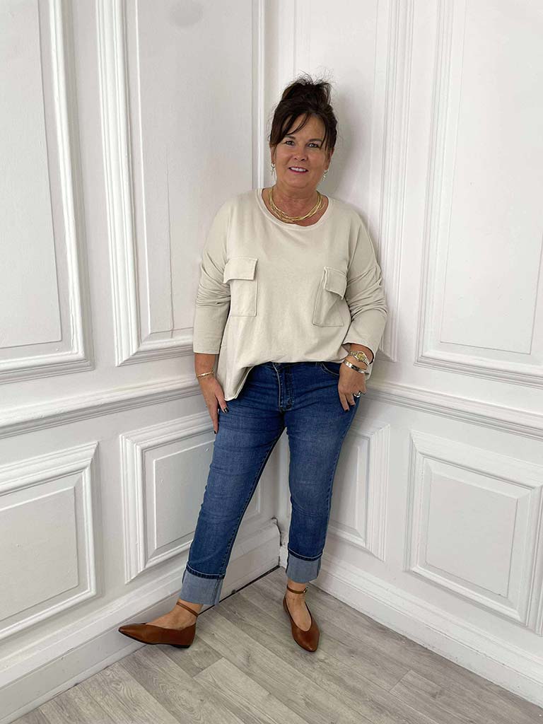 Jersey Pocket Top - Stone