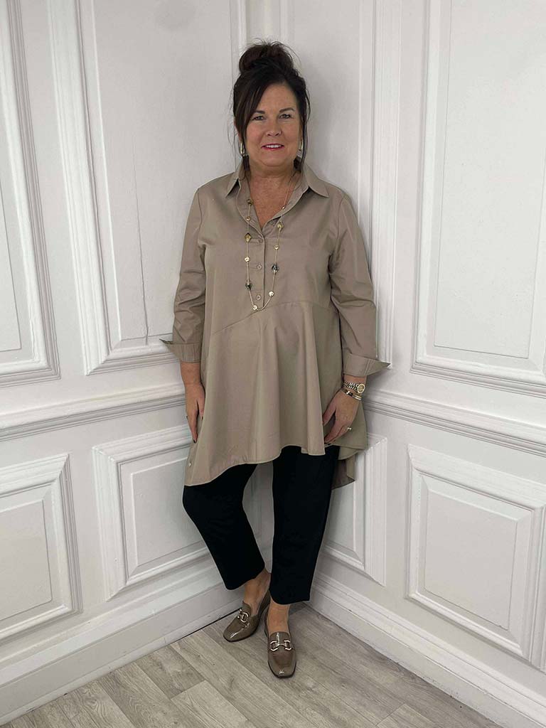 Malissa J Asymmetric A-Line Shirt - Sand