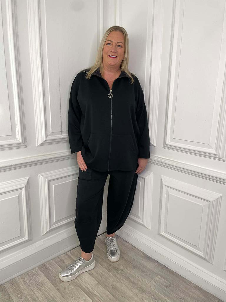 Sports Luxe Zip Up Jacket - Black