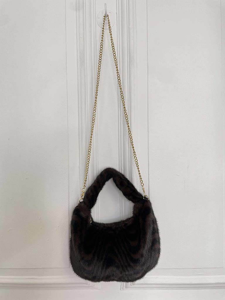 Malissa J Faux Fur Shoulder Bag - Swirl