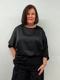 Silk Feel Batwing Top - Black