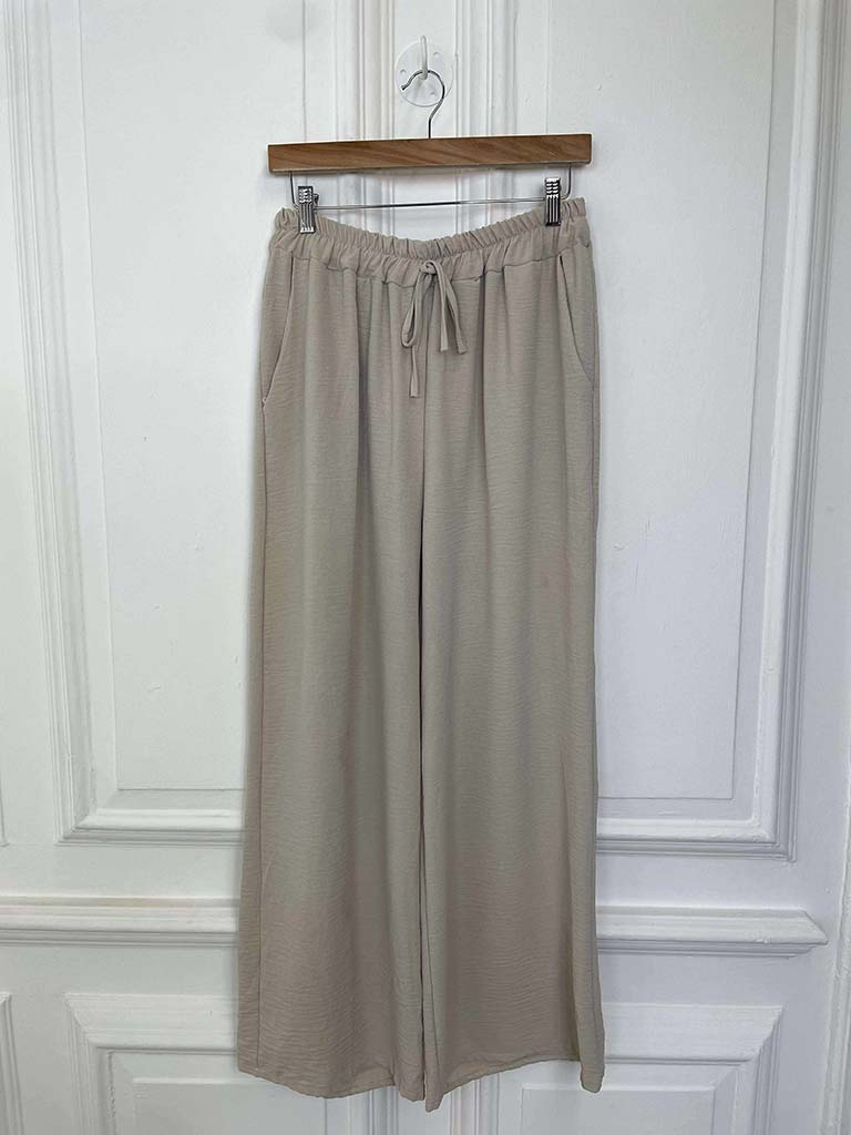 Basic Wide Leg Trousers - Stone