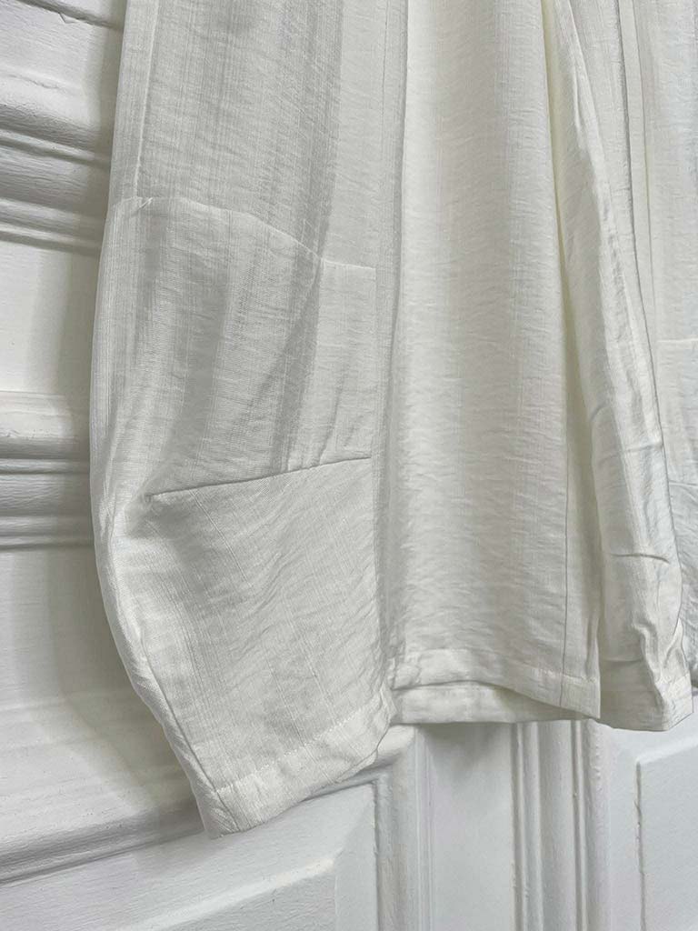 Wide Curved Hem Trousers - White