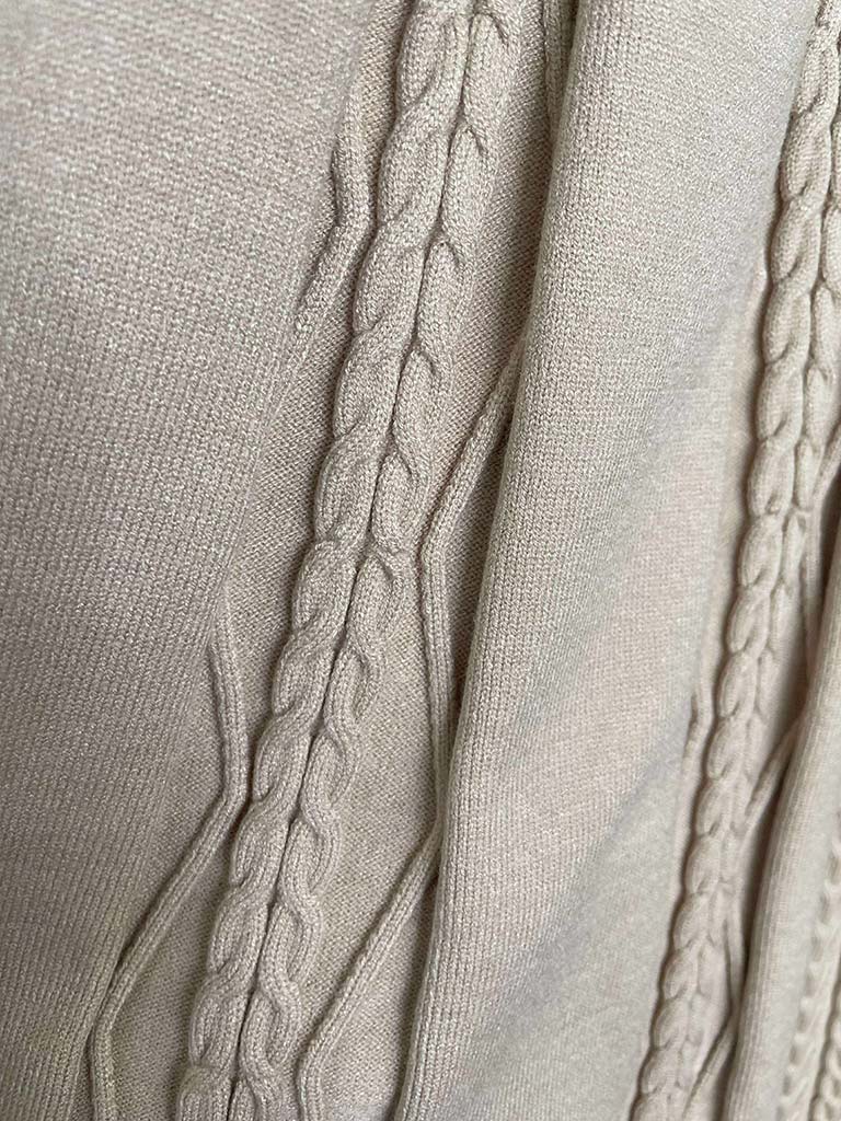 Malissa J Cable Knit Tunic & Scarf - Stone