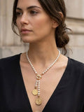 Envy Double Disc Necklace - Pearl & Gold