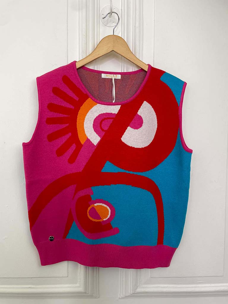 Malissa J Abstract Tank Knit - Aqua