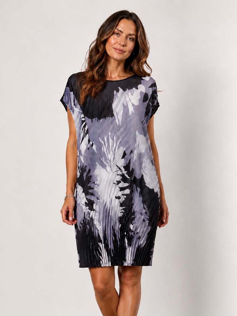 Malissa J Pleated Cocoon Dress - Grey