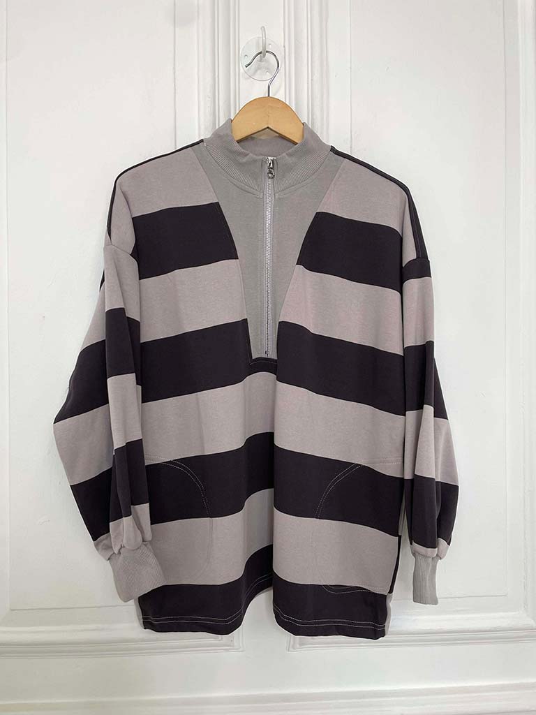 Stripe Half Zip Sweatshirt